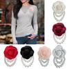 HX6F Vintage Camellia Brooches for Woman Buckle Pin Wedding Hand Flower Pearl Brooch Pin Fashion Clothing Jewelry Accessories
