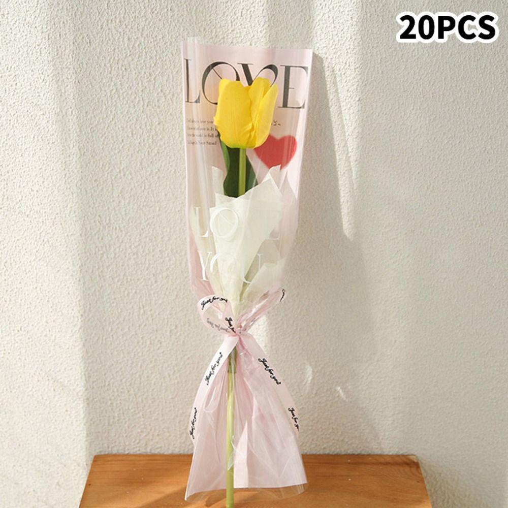 Waterproof Bouquet Plastic Bag Transparent Flower Wrapping Paper New Rose Packaging Bags