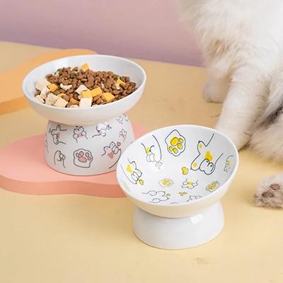 Миска для кошек Керамическая миска для корма для кошек Защищает шейный позвонок Косое отверстие для домашних животных Высокая миска для ног Миска для корма для кошек Миска для воды для собак