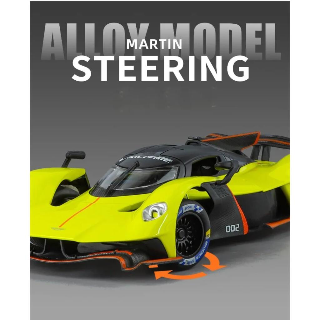 1/24 Scale Diecast Model of Aston Martin Valkyrie Alloy Sports Car Toy with Sound and Light Children Boy Birthday Gift Home Decor
