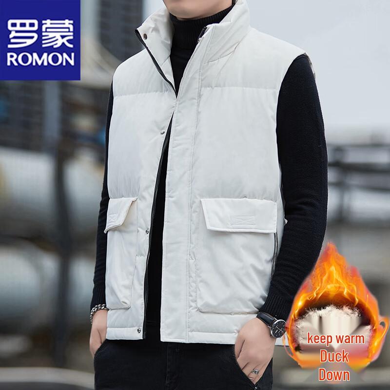 ROMON Men's Stand Collar Down Puffer Vest