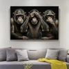 Три Мудрые Обезьяны Портрет Искусство Плакат Печать Холст Картина Животное Настенная Картина Для Гостиной Домашний Декор Куадрос