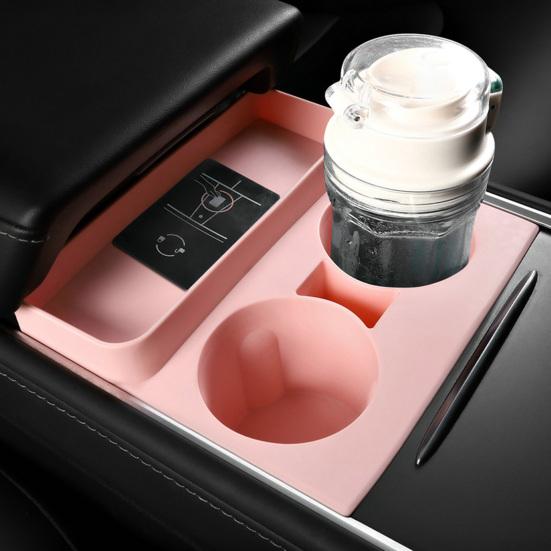 Center Console Cup Holder Insert Waterproof Car Modification Accessories Silicone Drink Cup Stopper Slot Slip Limiter Mat for Tesla Model 3/Y