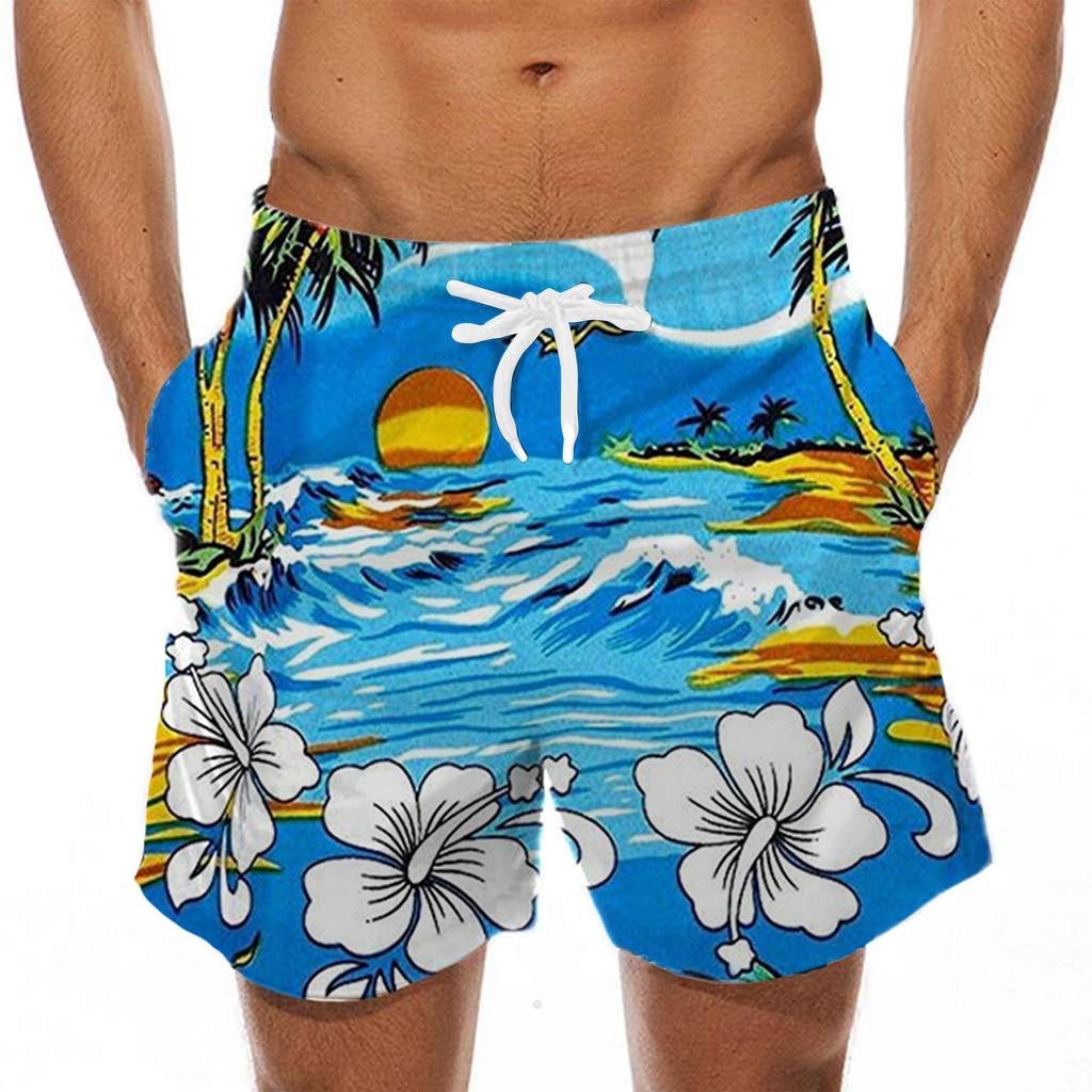 Модные мужские гавайские пляжные спортивные повседневные шорты с ремешками и брюками