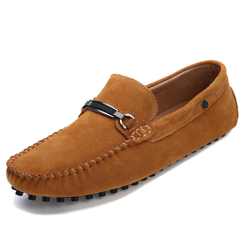 New Suede Leather Casual Shoes Mens Fashion Slip-on Rivets Party Wedding Loafers Moccasins Men Light Comfortable Driving Flats