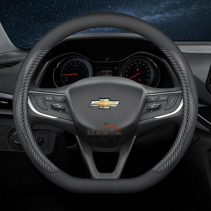 AABHO1 Leather Car Steering Wheel Cover for Chevrolet Chevy Malibu Spark tracker Cruze Sonic Camaro Equinox Volt Seeker Accessories
