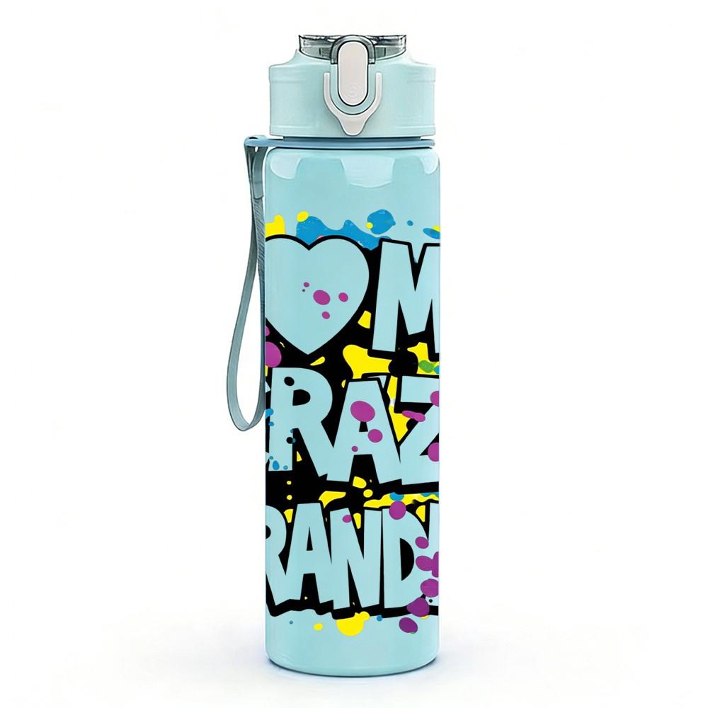 1PC I Love My Crazy Grandma Quote Print 750ml Color Plastic Sports Water Bottle Leakproof Flip Straw Lid Suitable for Sports Office Home Use