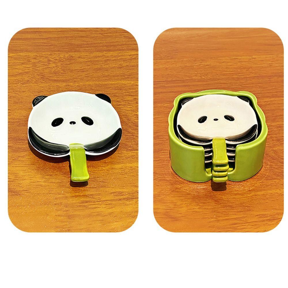 4/6Pcs Stackable Cartoon Panda Snack Dish Creative Ingredients Sauce Plate  Dinnerware Set