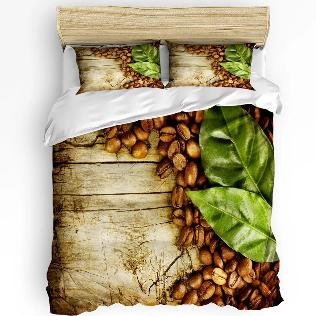 Кофе Кофе в зернах Кофейная чашка 3 предмета Комплект постельного белья для двуспальной кровати Домашний текстиль Пододеяльник Покрывало Наволочка