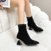 New Fashion Versatile Shallow Mouth Spring and Autumn Women's Ankle Boots Punk Pointed Toe Women's Short Boots Back Zipper