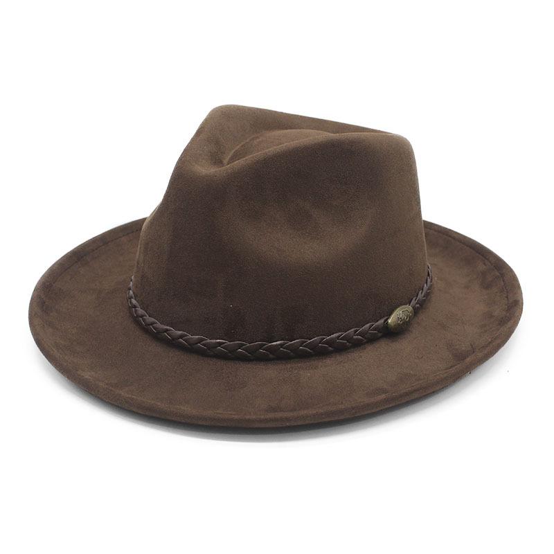 Vintage suede western cowboy hat for men and women, Tibetan suede jazz hat, crimped top hat