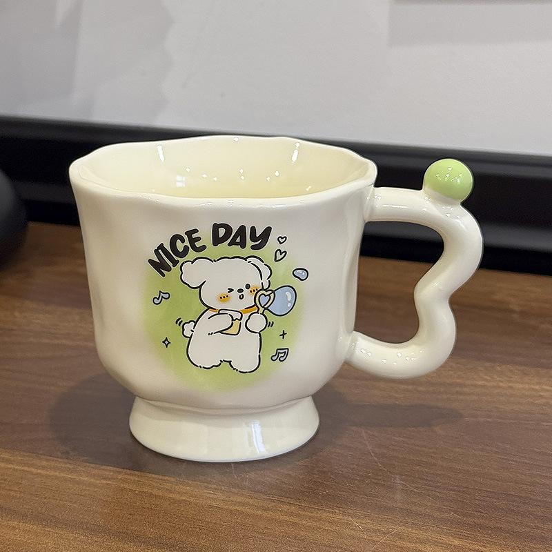 Cute Line Puppy Mug High Looking Ceramic Cup for Girls Birthday Gifts for Best Friend Practical Souvenirs