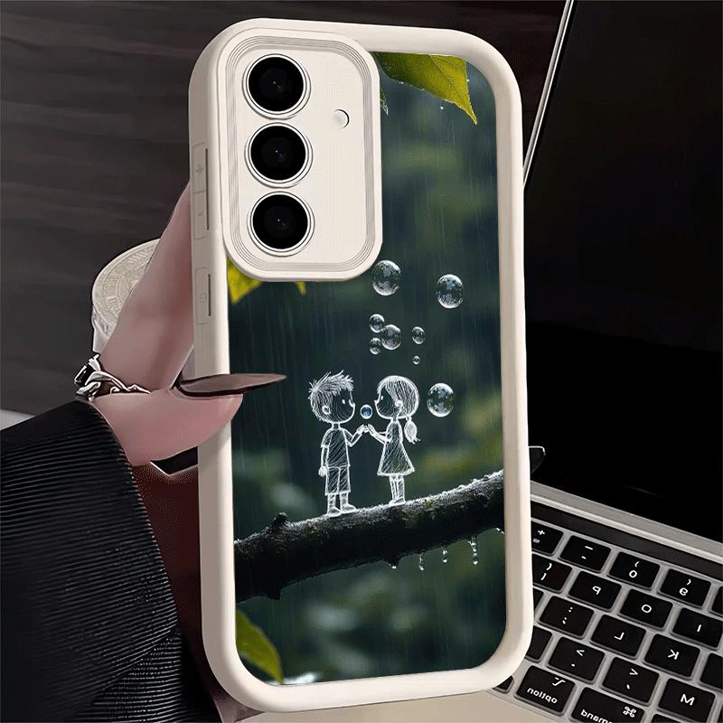 Nature Cute Child Painting Style Soft Phone Case for Samsung Galaxy S26 Ultra S25 Edge S24 S23 S22 Plus S21 S20 FE 5G Shell Sili