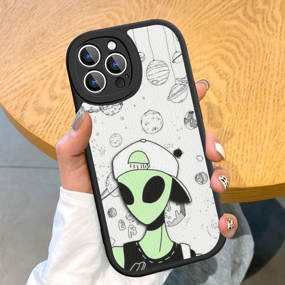 Эстетика милый мультяшный инопланетный космический чехол для телефона из твердой кожи для iPhone 14 13 12 Mini 11 14 Pro Max Xs X Xr 7 8 Plus Fundas