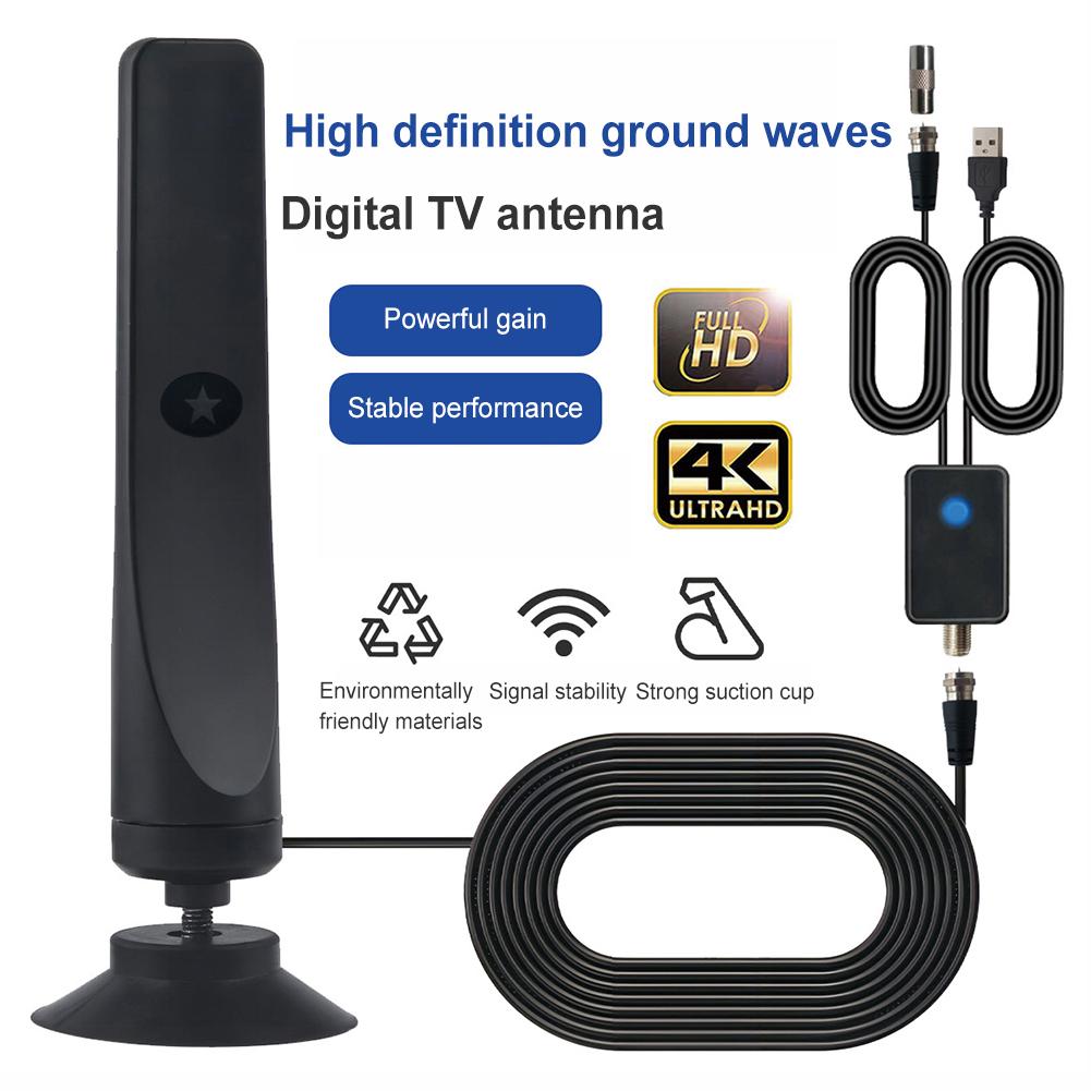 TV Digital Antenna Support 4K 1080P Suction Cup TV Antenna 50 Miles Range High Gain Aerial 25DBI Plug Play for Outdoor Indoor
