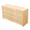 VEVOR 6 Drawer Rattan Dresser, Double Dresser for Bedroom, Natural Rattan Chest of Drawer with Metal Handle