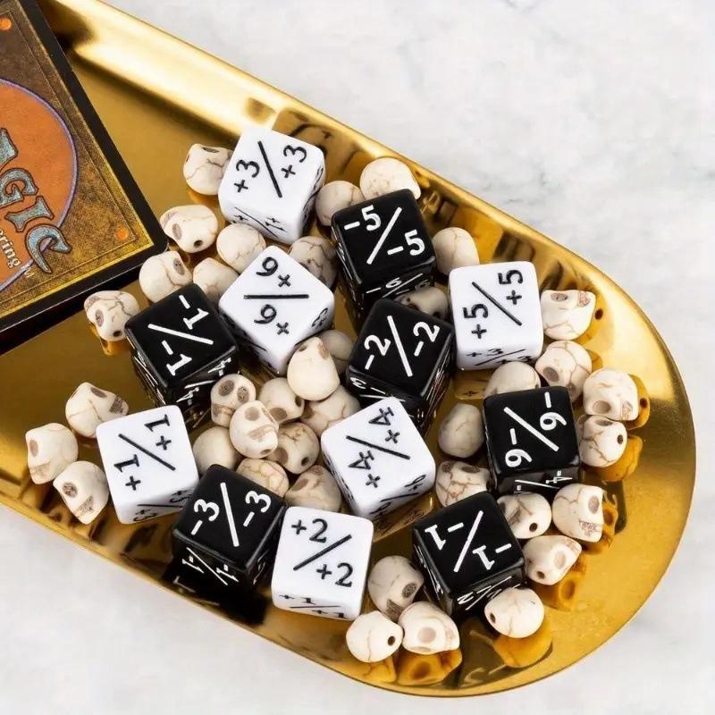 10Pcs 16mm 6 Side Dice Counters +1/1 Counting Dice And Dual Color Positive And Negative Compatible With Card Game Accessories