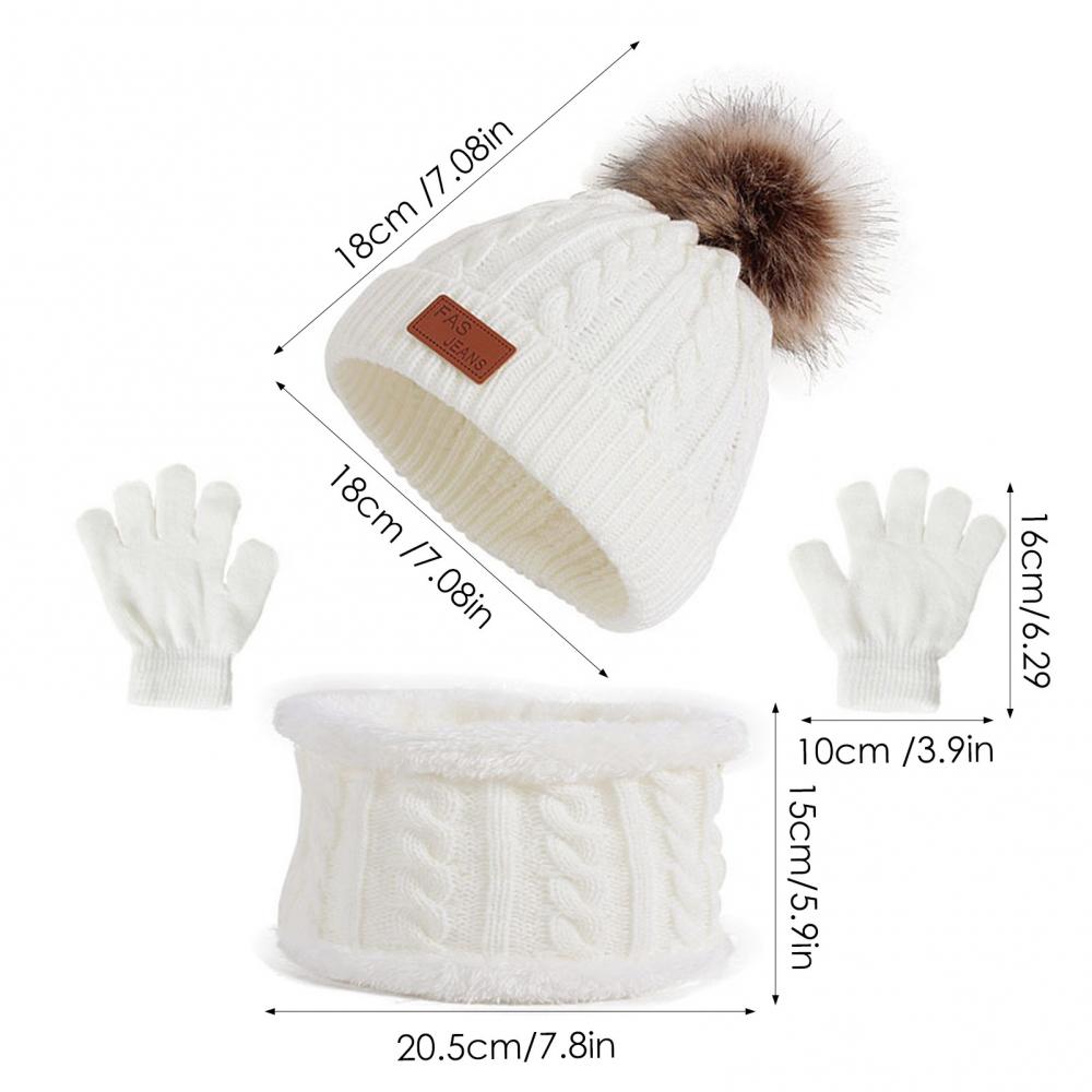 New Baby Hat Gloves Scarf Suit Autumn Winter Knitteed Kids Hat Gloves Scarf Set Warm Fleece Lining Girls & Boys Beanie Hats High Neck Scarf
