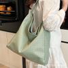 New Fashion Large-capacity Woven Bag 2025 One-shoulder Crossbody Versatile Simple Solid Color Commuter Tote Large Bag