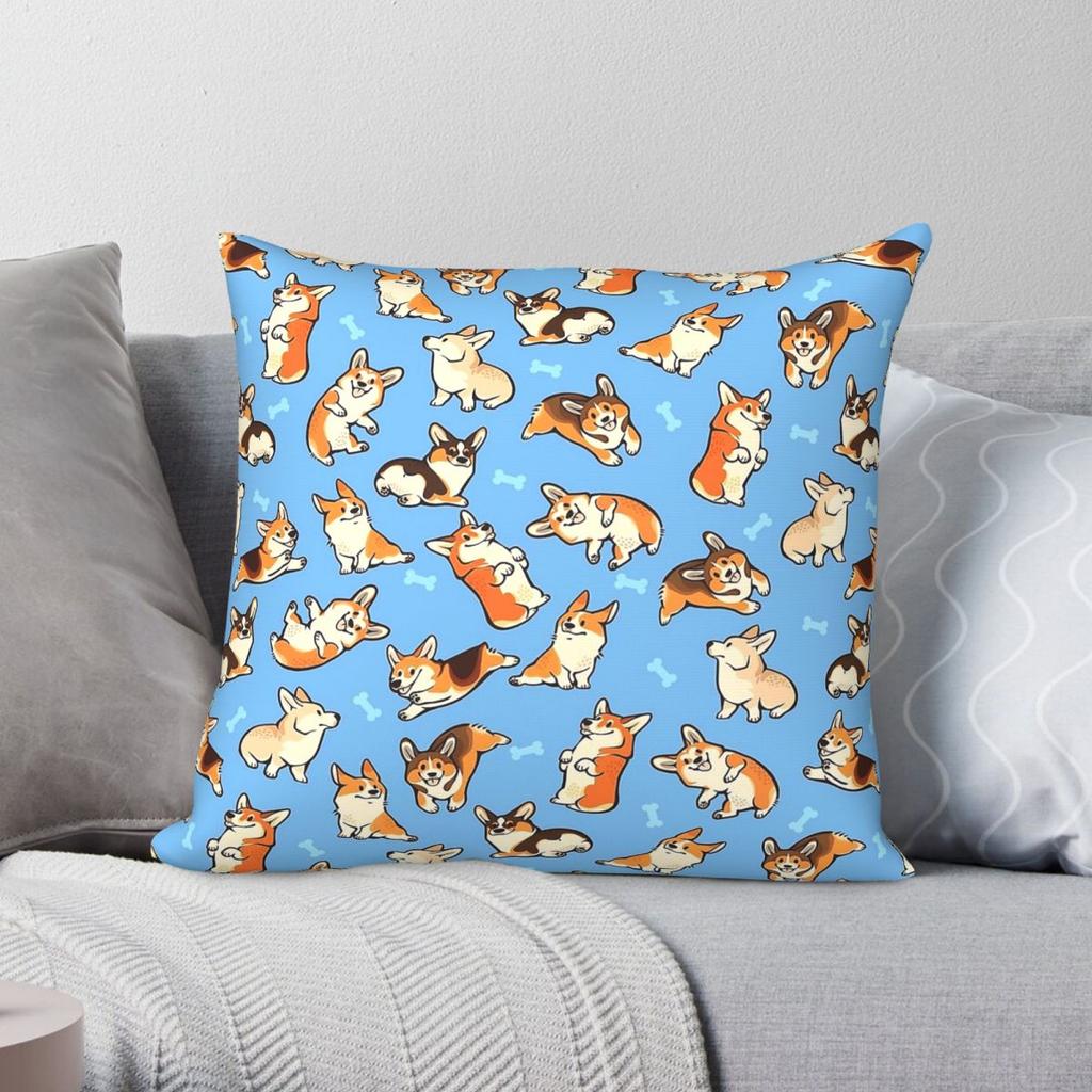 Pembroke Welsh Corgi Square Pillowcase Polyester Linen Velvet Pattern Zip Decorative Home Cushion Cover x