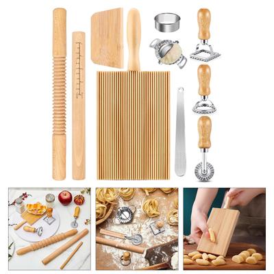 Деревянная резьбовая скалка, набор инструментов для пасты, скребок для теста, доска для ньокки, форма для пельменей, штамп-резак для равиоли, деревянная текстура