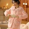 Коралловая бархатная пижама женская зимняя трикотажная стеганая куртка из толстой фланели корейский кашемировый женский комплект домашней одежды можно носить на улице