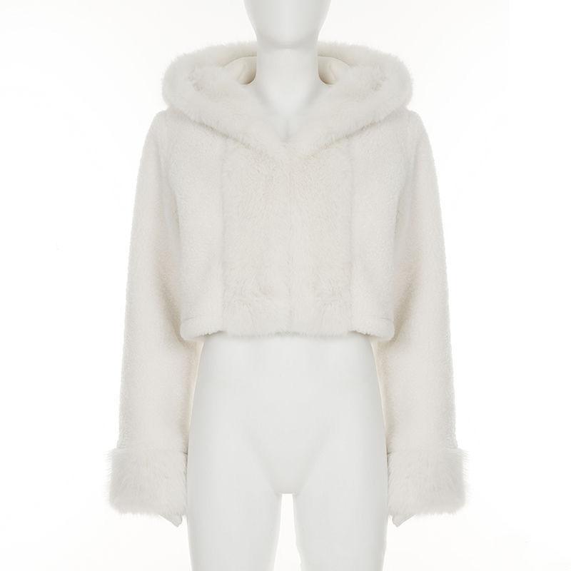 Thicken Warm Plush Jackets Female Winter Warm Short Fake Fur Coat for Women Casual Outwear Hooded Coat 2025