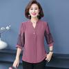 Рубашки Топы Женские блузки Офисные шифоновые рубашки Элегантные женские топы с V-образным воротником и рукавами 3/4 Blusas