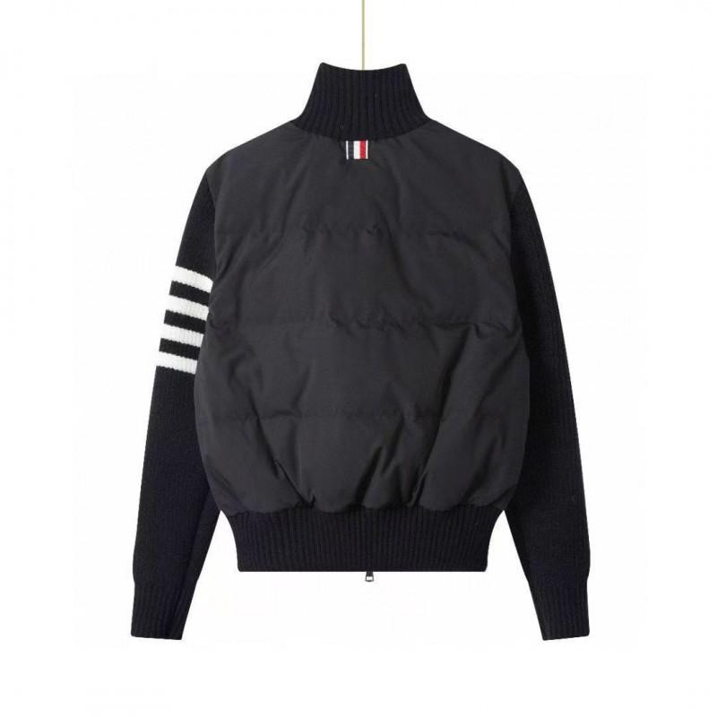 Womens Short Down Jacket Knit Stripe Patchwork 90 White Duck DownWomens