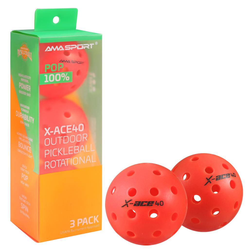 Мячи для пиклбола AMASPORT X-ACE40 Профессиональные Официальные Мячи для Пиклбола с Высоким Отскоком и Высокой Видимостью для Игр на Открытом Воздухе