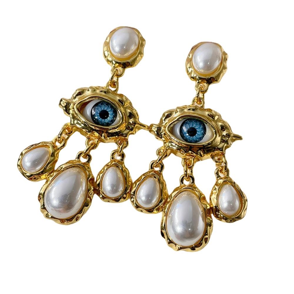 Vintage Devil Eye Earrings Water Droplet Exaggerate Earring Fashion Pearl Drop Earrings  Women