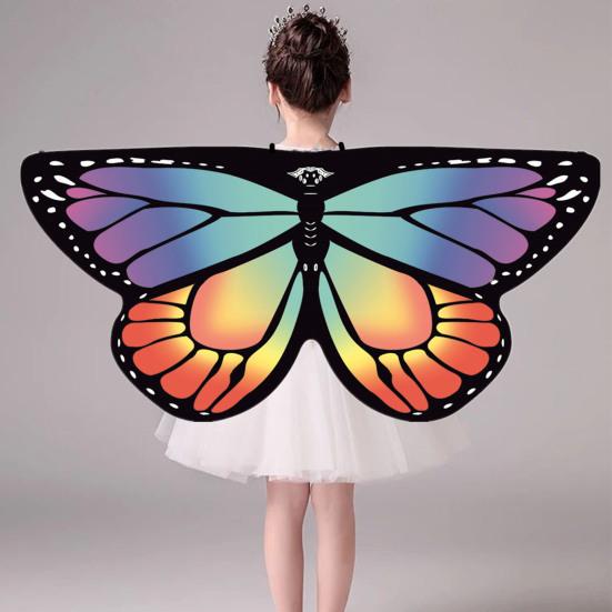 Halloween Cape Realistic Looking Vibrant Color Breathable Ultra-Light Easy-wearing Dress Up Chiffon Halloween Butterfly Wings Toddler Cosplay Costume