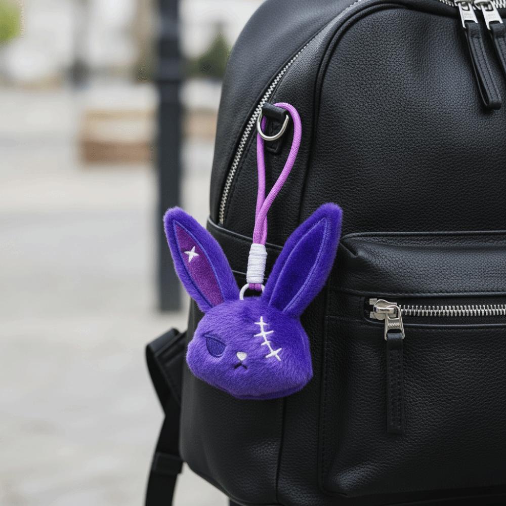 Dark Style Bunny Plush Keychain Plush Rabbit Keychain Pendant Plush Bunny Pendant Key Accessories