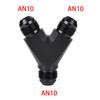 AN3/AN4/AN6/AN8/AN10/AN12/AN16/AN20  Male Y Block Fitting Splitter Adapter Union Universal Aluminum Hose Tee Fitting Black