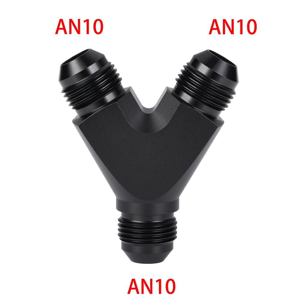 AN3/AN4/AN6/AN8/AN10/AN12/AN16/AN20  Male Y Block Fitting Splitter Adapter Union Universal Aluminum Hose Tee Fitting Black