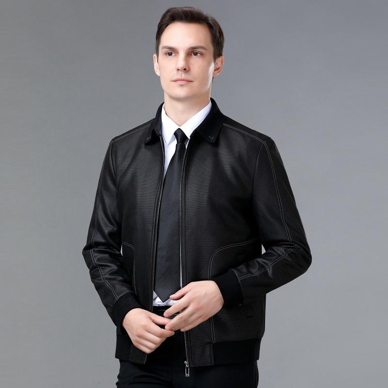 Men's Leather Jacket Autumn and Winter New Fashion Korean Style Lapel Casual Jacket Men's Thick Leather Jacket Business Trend
