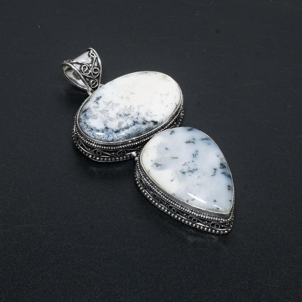 Дендрит Опал Драгоценный Камень Ручной Работы Стерлингового Серебра 925 Подвеска Античный Двойной Натуральный Дендрит Опал Драгоценный Камень Ювелирные Изделия Кулон Подарки Для Подруги