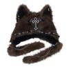 Gothic Dark Style Plush Cat Ear Hat, Punk Rock Warm Winter Hat, Trendy Thermal Headwear for Women