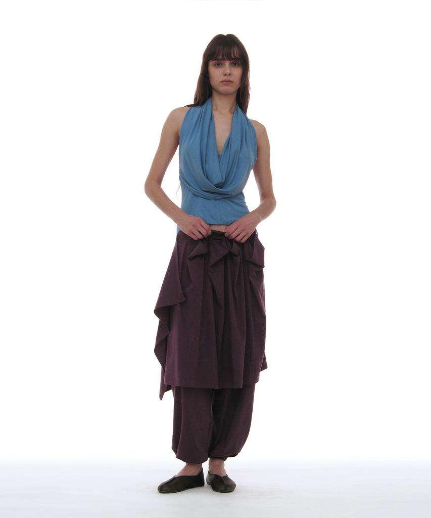 PARTIMENTO WOMEN Pwc Curtain Skirt Layered Harem Pants_Midnight Plum