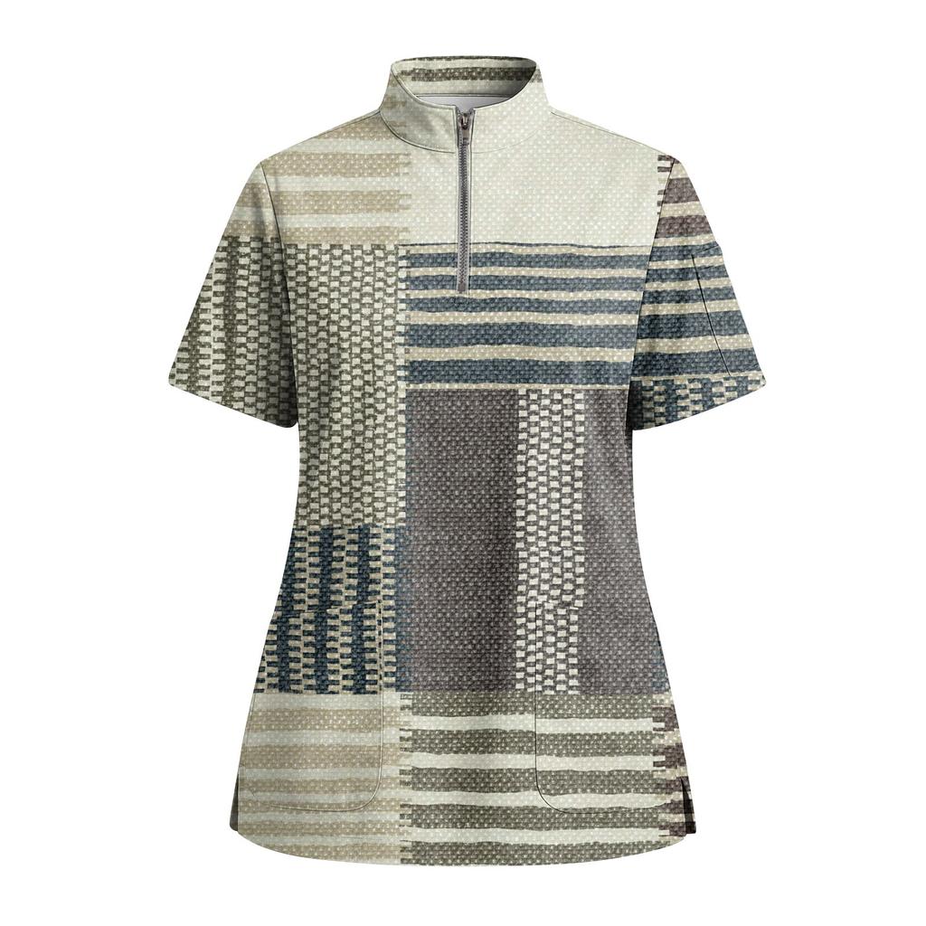 Женская футболка с коротким рукавом, принтом, V-образным вырезом, застегивающаяся на пуговицы, с боковым разрезом