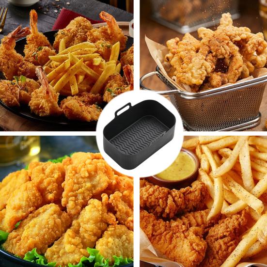 Сковорода для аэрофритюрниц, удобная, хорошая прочность, многоразовая воздушная сковорода с вкладышем, силиконовый поднос, товары для дома