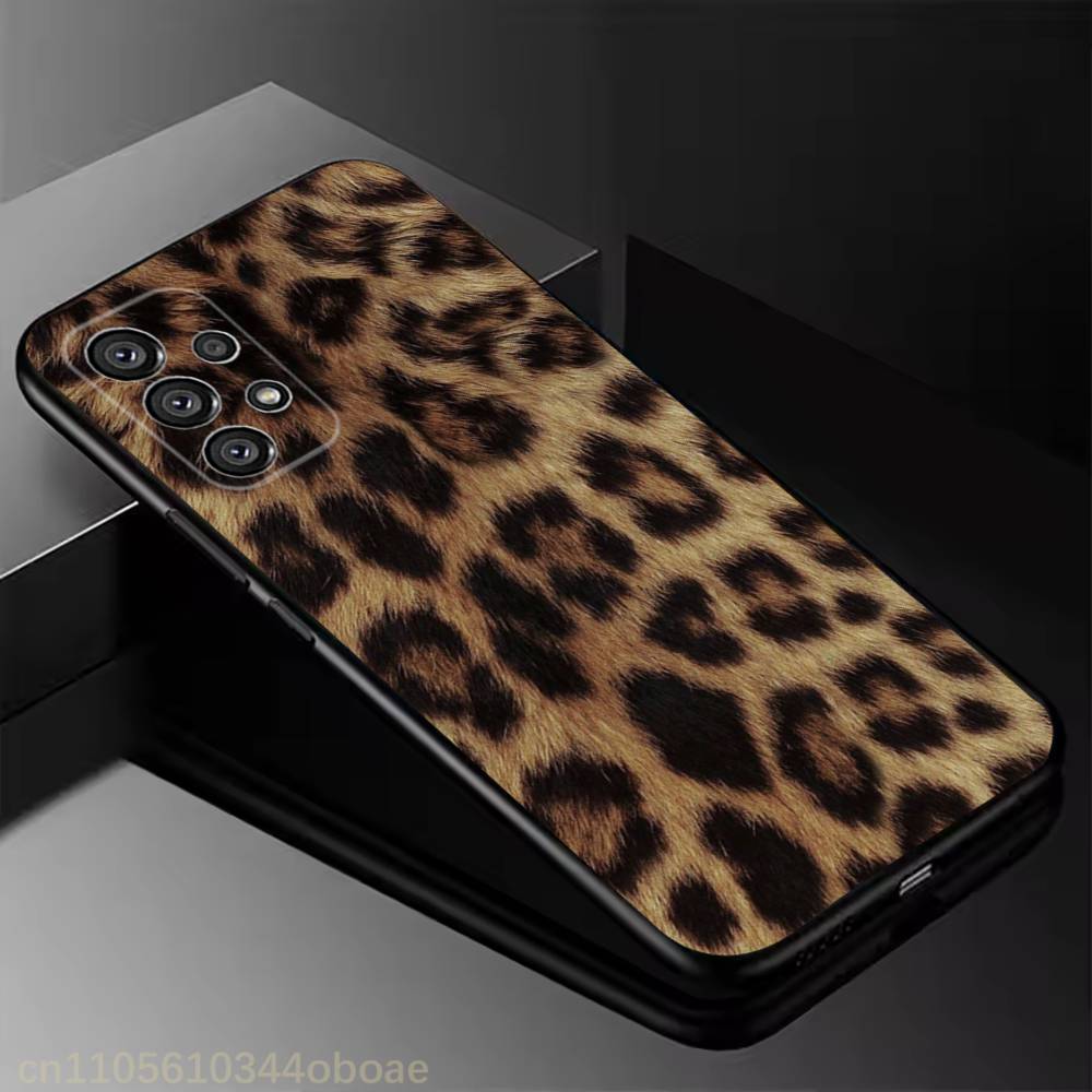 Модный чехол для телефона с леопардовым принтом для Samsung Galaxy A13, 21s, 22, 31, 32, 52, 53, 71, 80, A91, мягкий черный корпус