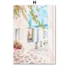 Santorini Aegean Town Scandinavia Flowers Sea NordicPosters Wall Art Canvas Painting  And Prints Pictures For Living Room Decor