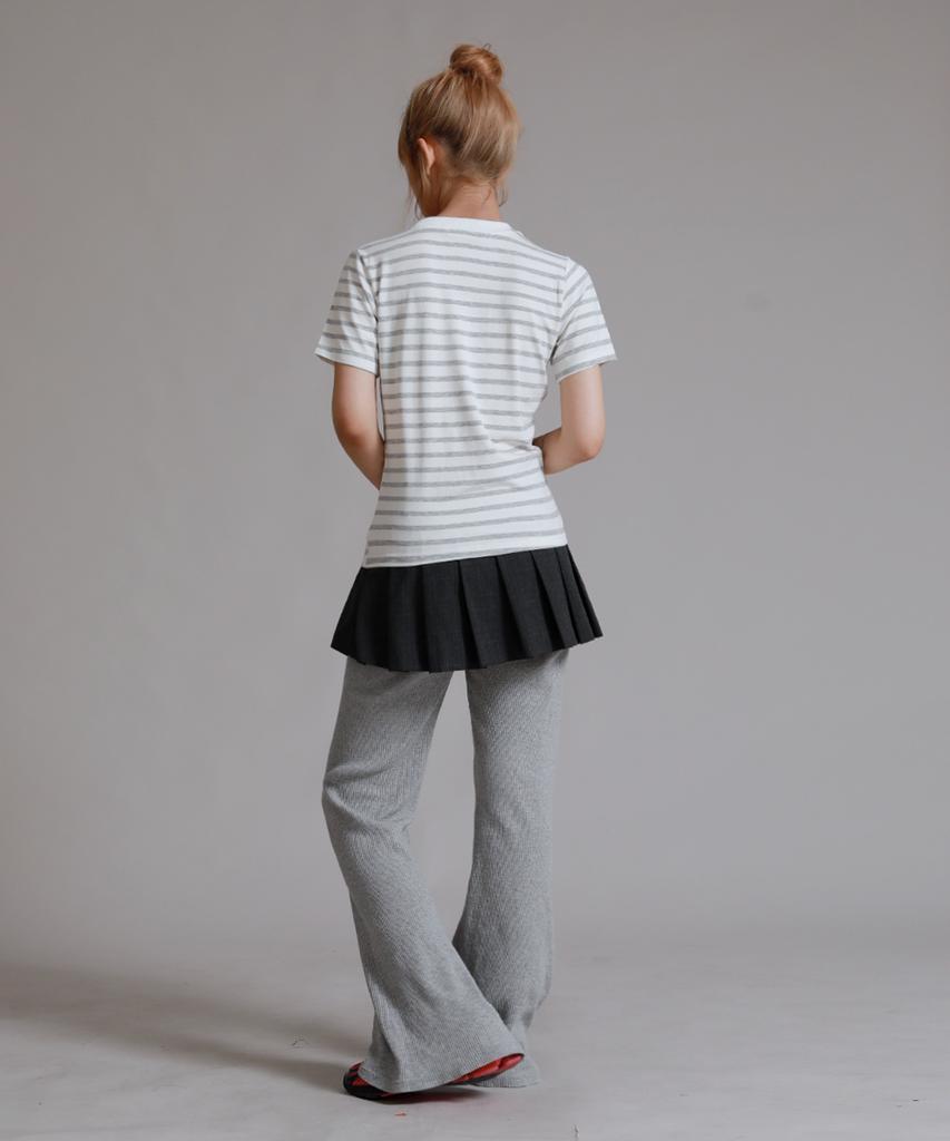 LIKE THE MOST One Stripe Regular Short Sleeve T-Shirt_Gray