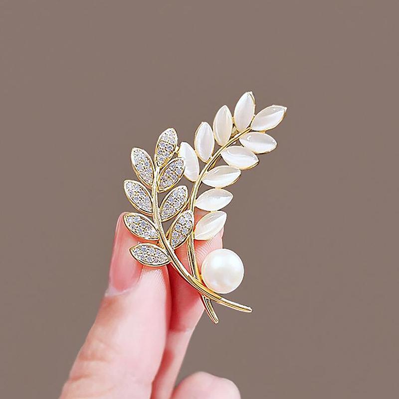 Блестящий опаловый жемчуг пшеничное ухо брошь костюм пальто противоослепляющий корсаж аксессуары легкие роскошные значки пряжка изящные ювелирные изделия