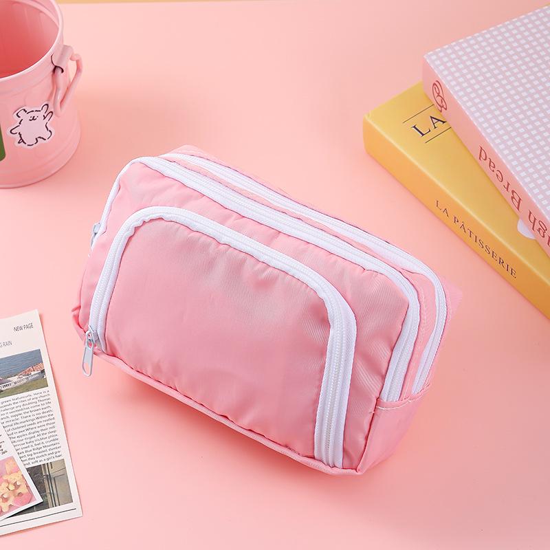 Трехслойный пенал большой емкости с окошком - японская сумка для канцелярских принадлежностей, простой стиль