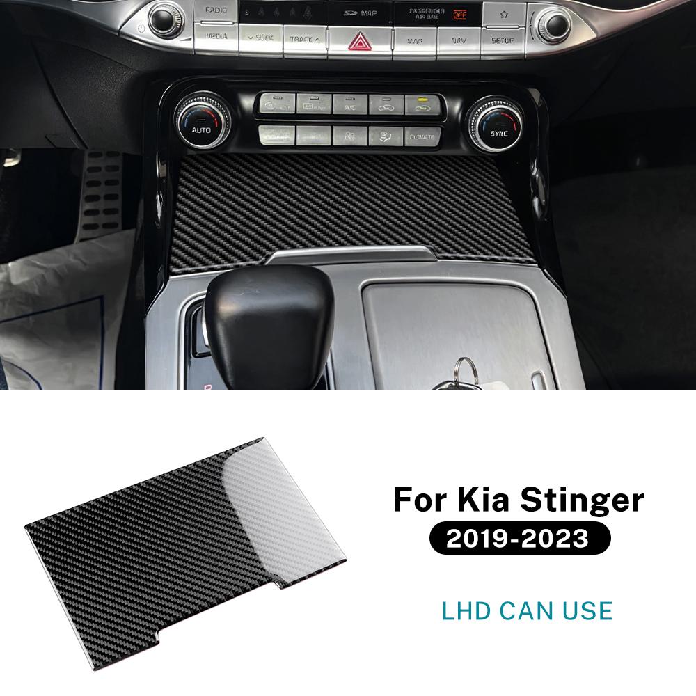 Real Soft Carbon Fiber Sticker For Kia Stinger CK 2019 2020 2021 2022 2023 LHD Car Gear Shift Storage Box Interior Accessories