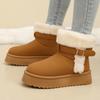 Fashion Faux Fur Winter Ankle Boots Women Fashion Buckle Anti Slip Platform Snow Boots Woman Plus Size Faux Suede Warm Short Booties