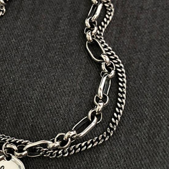 Heart Charm Bracelet Double-Layer Love Heart Alloy Bracelet Adjustable Bracelet with Heart Round Pendant Jewelry for Work Dating Anniversary Gift