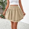 Women's Summer New All In One Leisure Vacation Elastic Fluffy Solid Color Layered Short Skirt